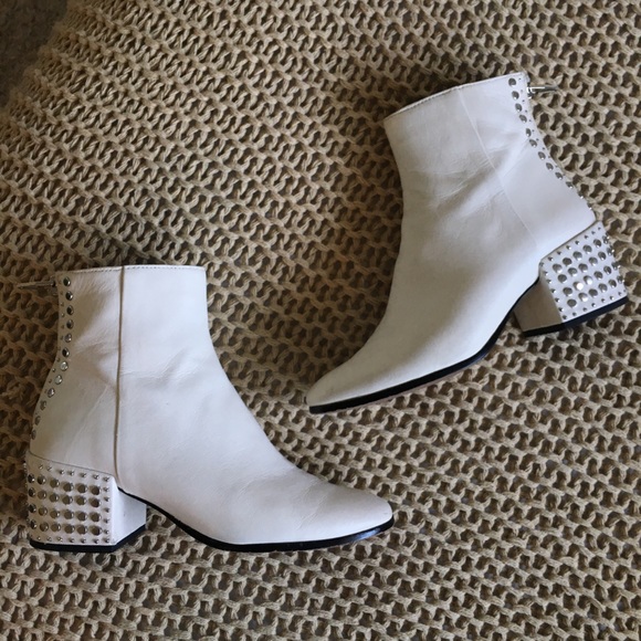 dolce vita white studded booties
